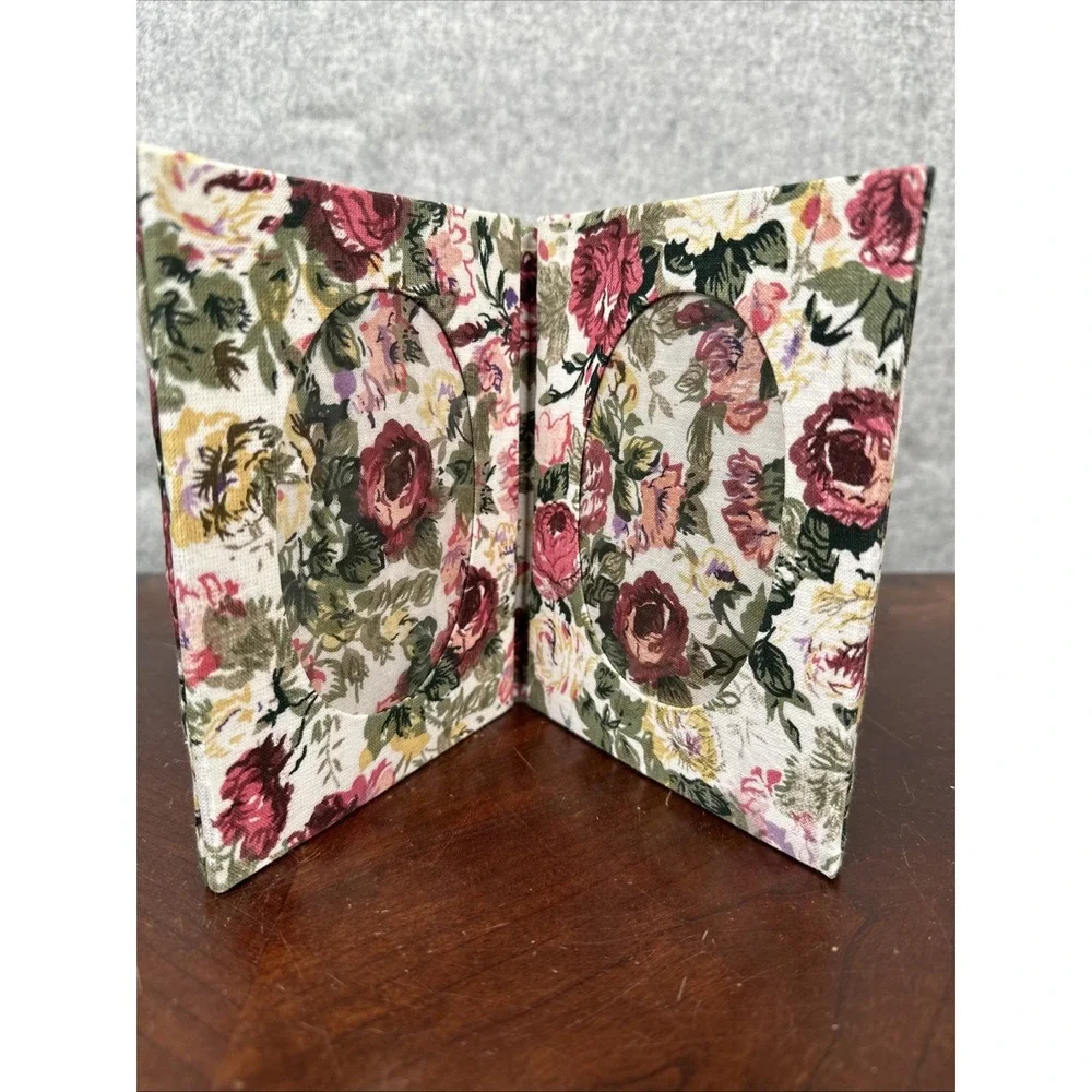 Vintage Floral Fabric Picture Frame Rose Print Cottage Core Granny